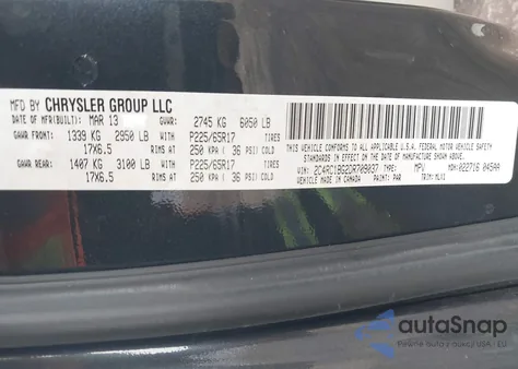 2013 Chrysler Town & Country Touring из США, поврежденный, VIN 2C4RC1BG2DR709037